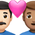 👨🏻‍❤️‍👨🏽 couple with heart: man, man, light skin tone, medium skin tone display on Apple